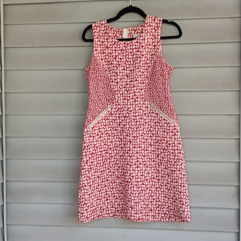 Tabitha Anthoropologie Red, White, Geometric A-line Dress - Picture 3 of 6